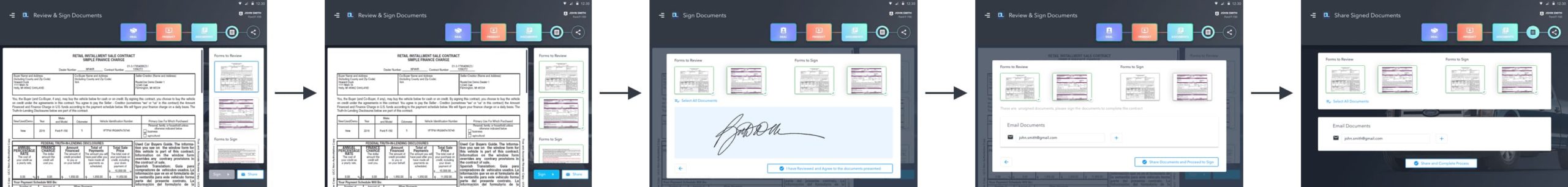 Documents screen flow from phase 1